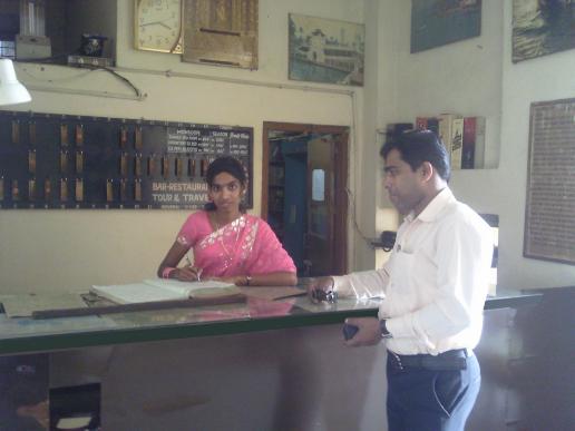 Receptionist at work
