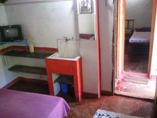 From inside of similar 3 beded cottage No.4, seen is cottage No.3 & in-between toilet