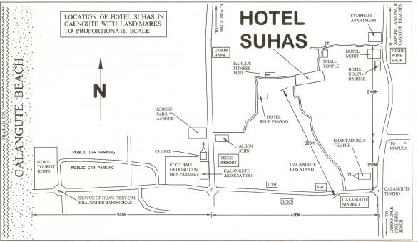 Location of hotel with land marks. You may see actual location in Google satelite maps or GPS